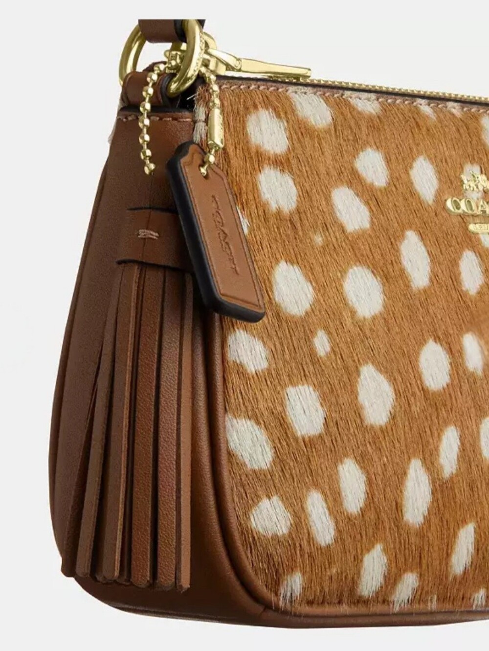 ๐ฅCOACH Nolita 19 In Brown Multi Deer Print, Leather Trim, Gold Hardware, NEW! - Picture 2 of 7